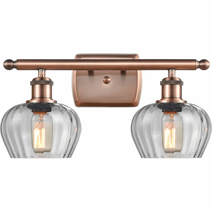 Innovations 516-2W-AC-G92 Ballston Fenton Antique Copper LED 2-Light Bathroom Sconce Lighting