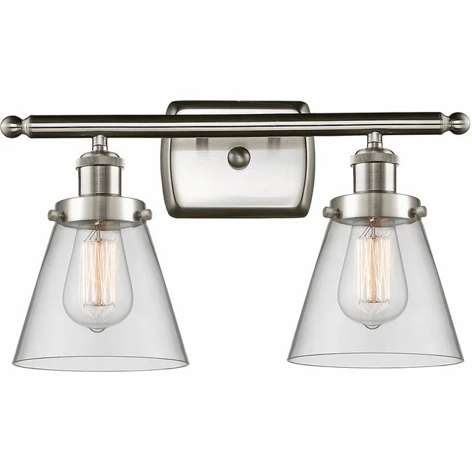 Innovations 916-2W-SN-G62-LED Ballston Small Cone Modern Brushed Satin Nickel LED 2-Light Bathroom Vanity Light