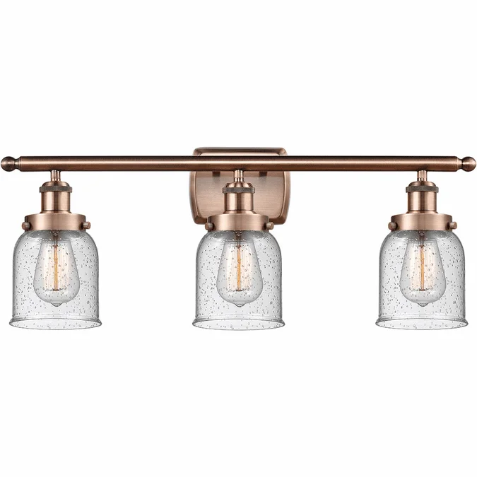 Innovations 916-3W-AC-G54-LED Ballston Small Bell Contemporary Antique Copper LED 3-Light Bathroom Sconce Lighting