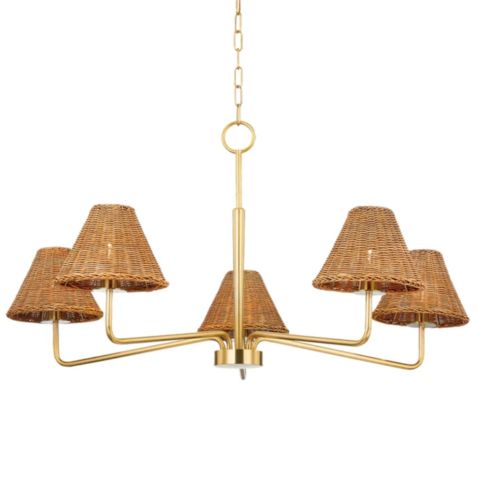Issa 5-Light Chandelier in Aged Brass by TALI ROTH 65.75L x 40W x 20.5H