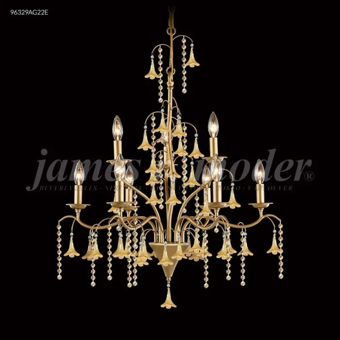 James R. Moder Murano Collection Crystal Chandelier in Aged Gold 96329AG22E