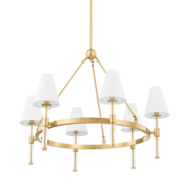 Janelle 6-Light Chandelier in Aged Brass 12.75L x 32W x 25.25H