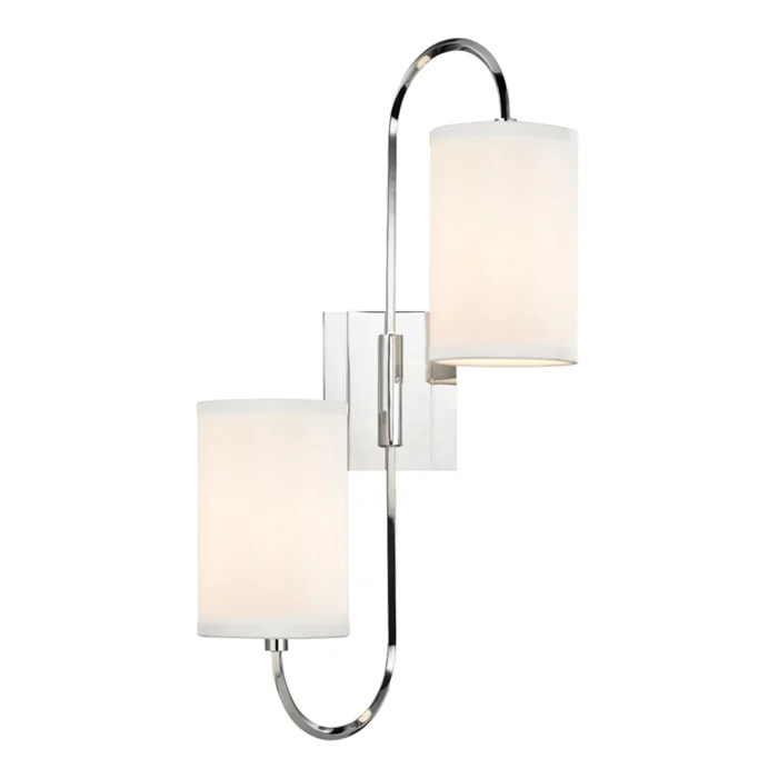 Junius 2-Light Wall Sconce in Polished Nickel 11.75L x 11.75W x 22H