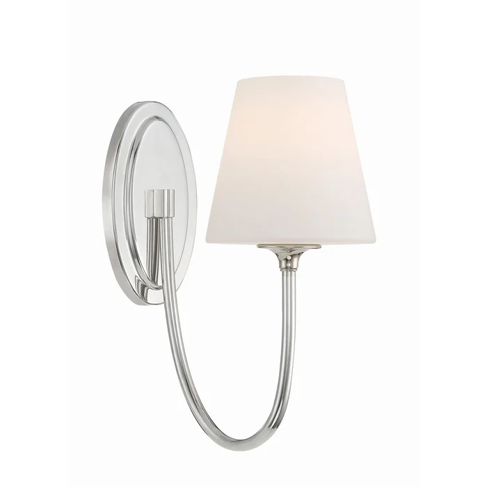 Juno 1 Light Polished Nickel Sconce Glass Shade 6″W x 13″H x 10.25″D