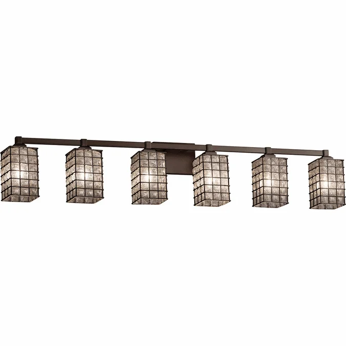Justice Design WGL-8436 Wire Glass Regency Modern 6-Light Bath Wall Sconce