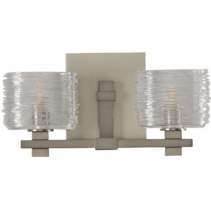 Kalco 312132SN Clearwater Modern Satin Nickel Xenon 2-Light Bathroom Vanity Lighting