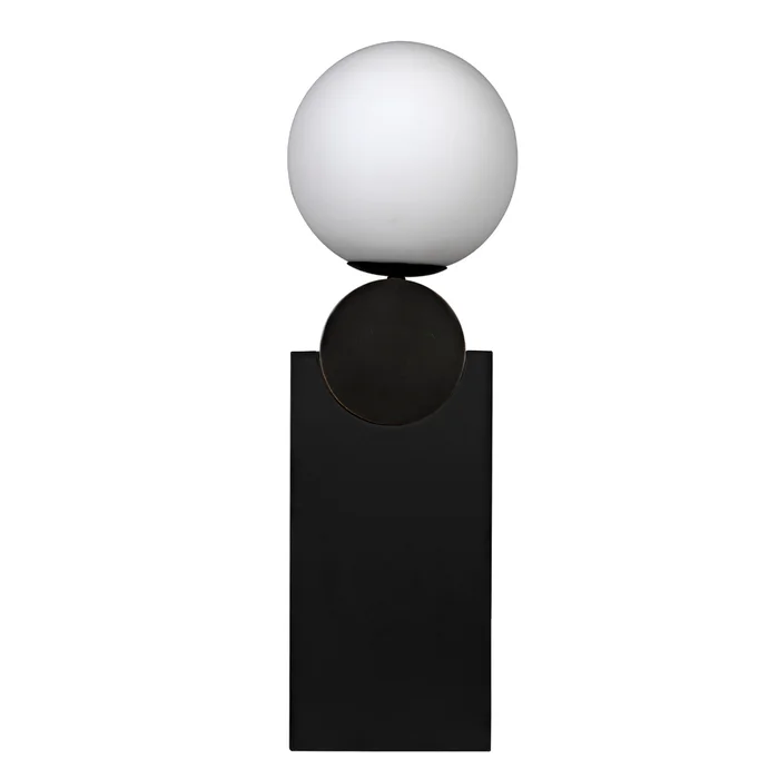 kate table lamp, black metal with antique brass accent