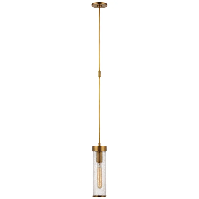Kelly Wearstler Liaison Short Pendant in Antique-Burnished Brass with Crackle Glass Ceiling Light W3.5″