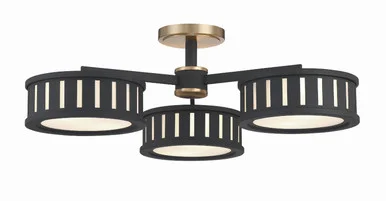 Kendal Six Light Semi Flush Mount in Vibrant Gold + Black Forged (60|KEN-8300-VG-BF)