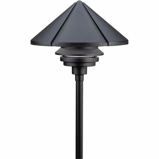 Kichler 15211BKT Six Groove Textured Black Line Voltage Exterior Landscape Lighting Fixture