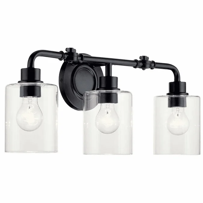 Kichler 45666BK Gunnison Black 3-Light Bathroom Vanity Light