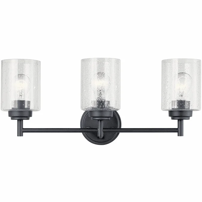 Kichler 45886BK Winslow Modern Black 3-Light Bathroom Wall Sconce