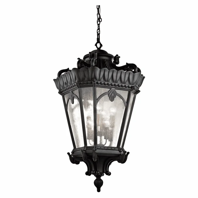 Kichler 9568BKT Tournai Large 8 Lamp Textured Black 47 Inch Tall Exterior Lighting Pendant