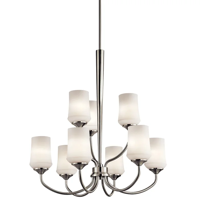 Kichler Aubrey 9-LT Chandelier with LED Bulbs – Brushed Nickel – 43666NIL18