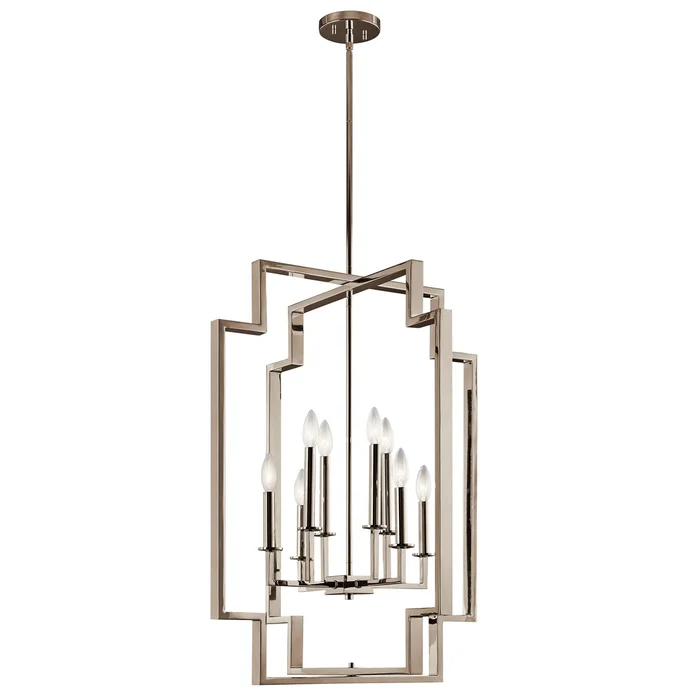 Kichler Downtown Deco 8-LT Foyer Chandelier – Polished Nickel – 43966PN