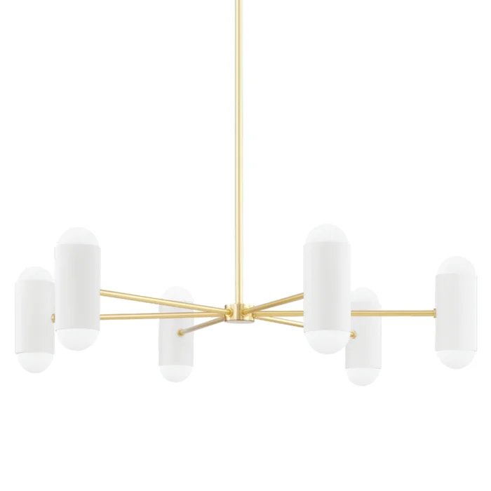 Kira 12-Light Chandelier in Aged Brass/Soft White Combo 7L x 40W x 9.5H