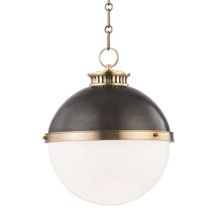 Latham 1-Light Pendant in Aged/Antique Distressed Bronze 14.75L x 14.75W x 17H