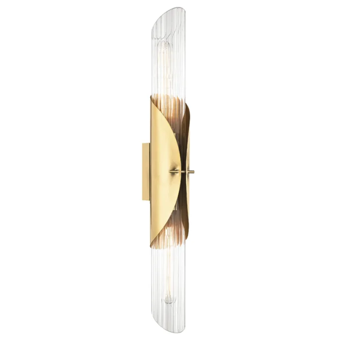 Lefferts 2-Light Wall Sconce in Aged Brass 3.25L x 3.25W x 26H