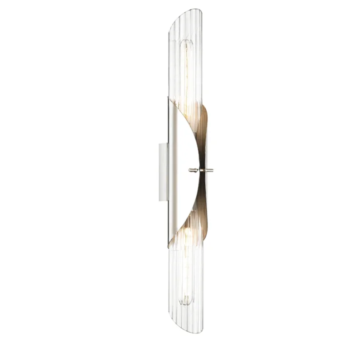 Lefferts 2-Light Wall Sconce in Polished Nickel 3.25L x 3.25W x 26H
