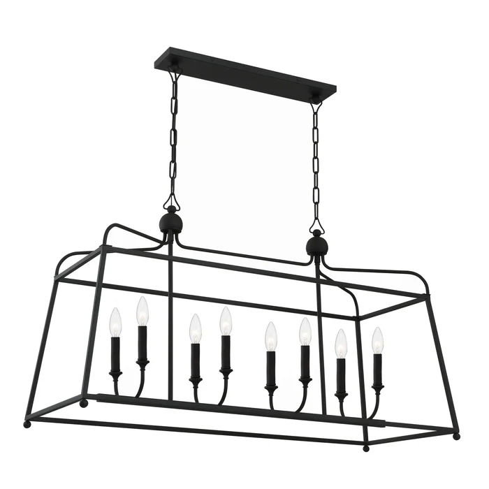 Libby Langdon Sylvan 8 Light Black Forged Linear Chandelier 42″W x 25″H x 18″D