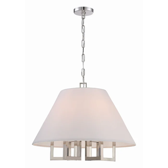 Libby Langdon Westwood 6 Light Polished Nickel Chandelier Silk Shade 24″W x 18.5″H x 24″D