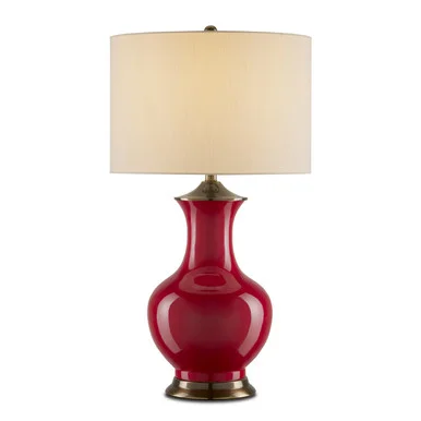 Lilou Collection One Light Table Lamp in Red/Antique Brass (142|6000-0840)