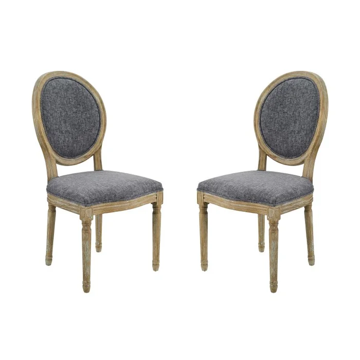 Linon Avalon Charcoal Oval Back Chair (Set of 2) W03480C