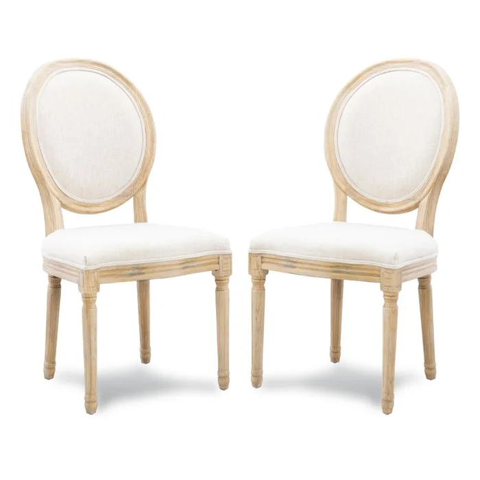 Linon Avalon Linen Oval Back Chair (Set of 2) W03480L