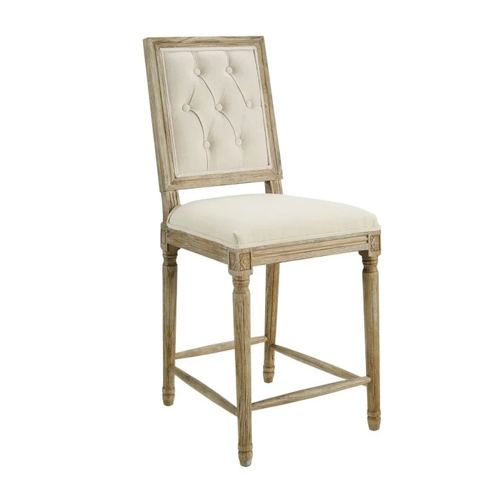 Linon Avalon Linen Tufted Square Back Counter Stool W03488L