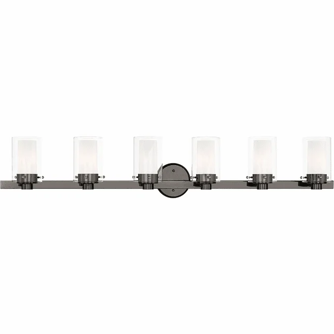 Livex 15456-46 Manhattan Polished Black Chrome 6-Light Bathroom Light Fixture