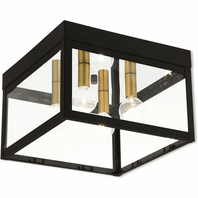 Livex 20589-07 Nyack Bronze Outdoor Flush Mount Lighting