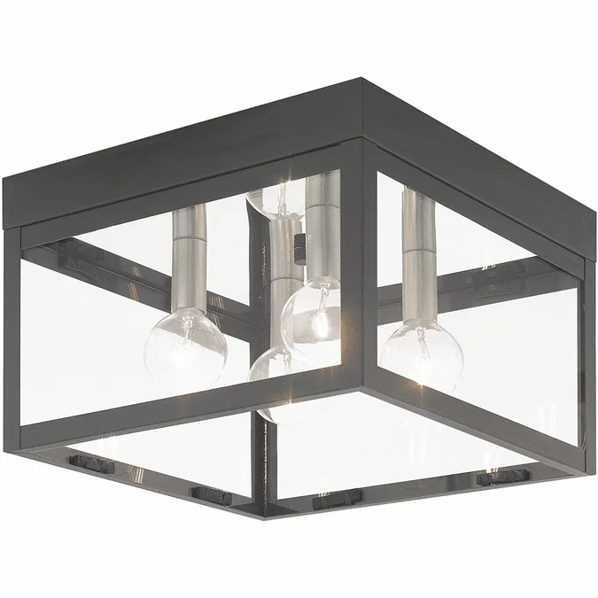 Livex 20589-76 Nyack Modern Scandinavian Gray Outdoor Flush Mount Lighting