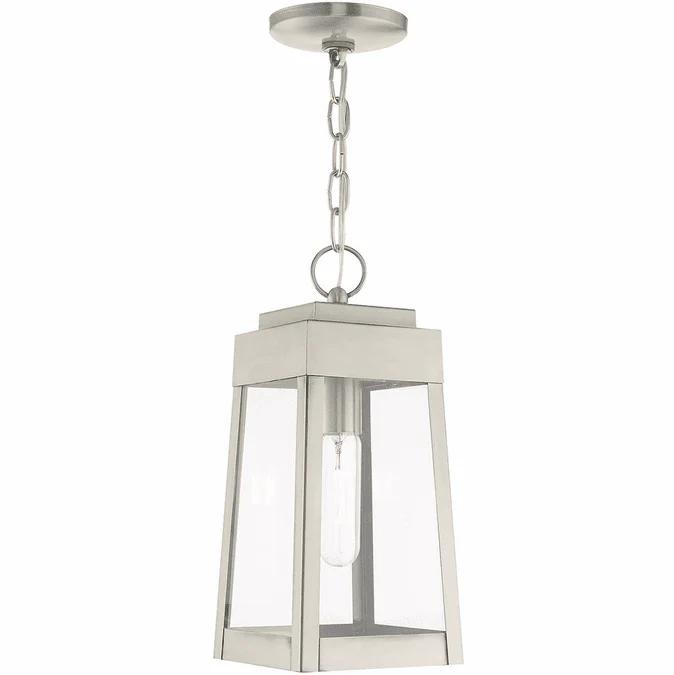 Livex 20854-91 Oslo Contemporary Brushed Nickel Exterior Hanging Light Fixture