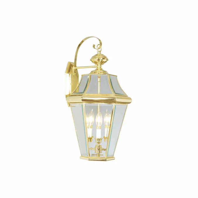 Livex 2361-02 Georgetown Exterior Polished Brass Sconce Lighting