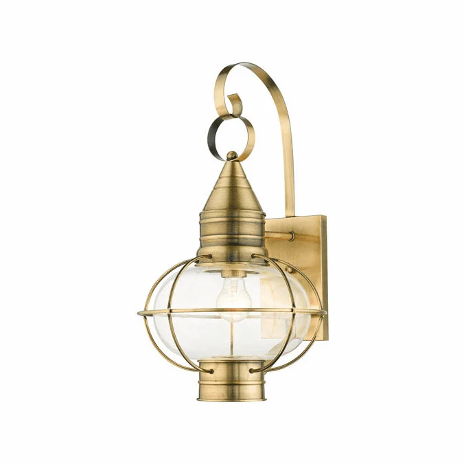Livex 26904-01 Newburyport Antique Brass Outdoor 21″ Wall Lighting Fixture