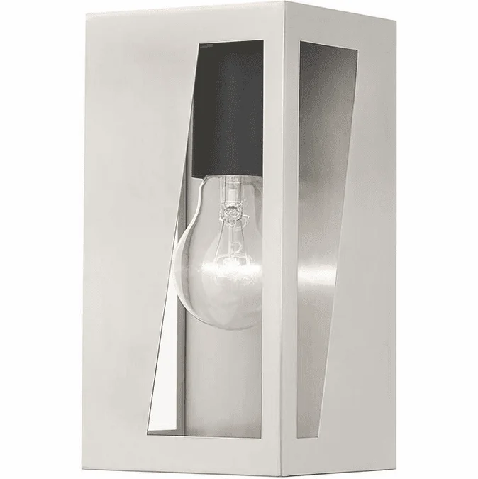 Livex 28931-91 Forsyth Contemporary Brushed Nickel with Black Outdoor Wall Sconce Lighting