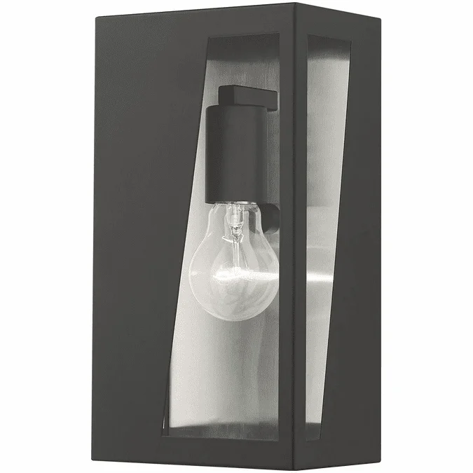 Livex 28932-04 Forsyth Contemporary Black with Brushed Nickel Outdoor Lighting Sconce