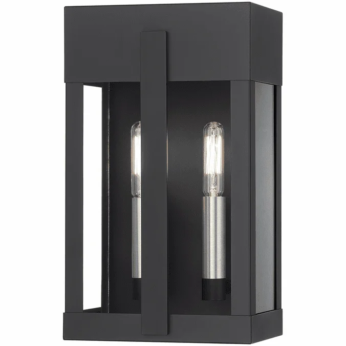 Livex 28962-04 Berksford Modern Black / Brushed Nickel 7″ Outdoor Wall Lighting Fixture