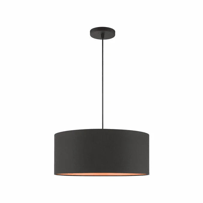 Livex 45610-04 Sentosa Contemporary Black Drum Ceiling Pendant Light