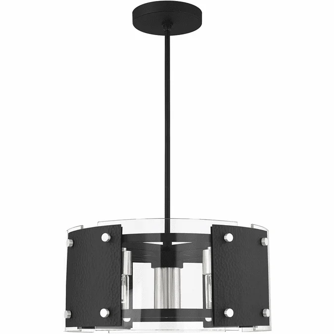 Livex 45994-04 Barcelona Contemporary Black with Brushed Nickel Accents Drum Pendant Lighting