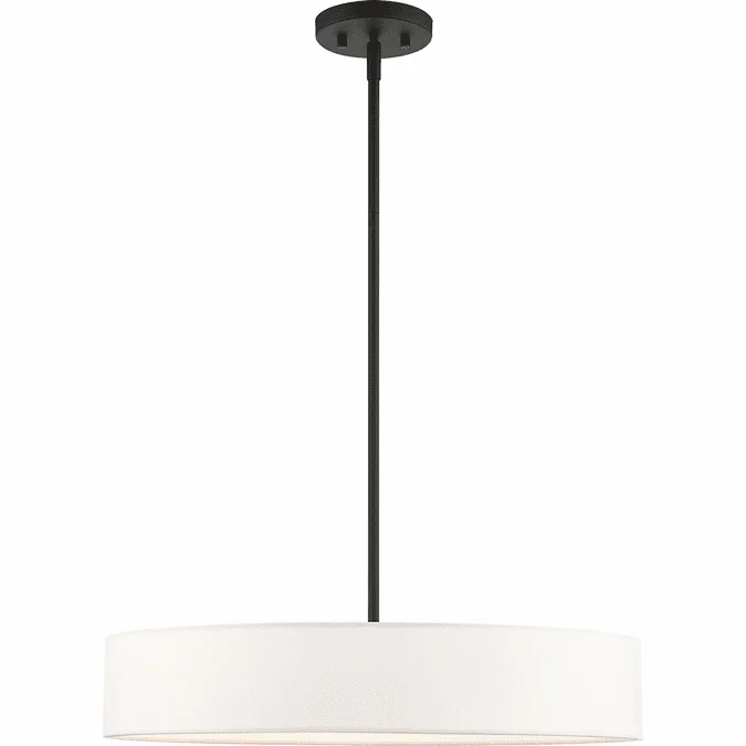 Livex 46924-04 Venlo Contemporary Black with Brushed Nickel Accents 22″ Drum Hanging Pendant Lighting