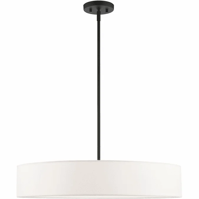 Livex 46925-04 Venlo Contemporary Black with Brushed Nickel Accents 26″ Drum Pendant Hanging Light