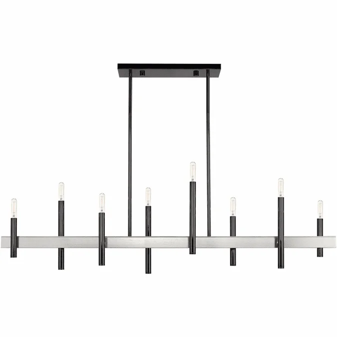 Livex 49338-46 Denmark Modern Black Chrome / Brushed Nickel Kitchen Island Lighting