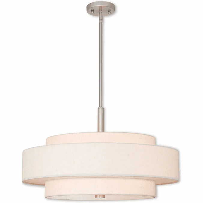 Livex 52138-91 Meridian Brushed Nickel 24″ Drum Pendant Lighting