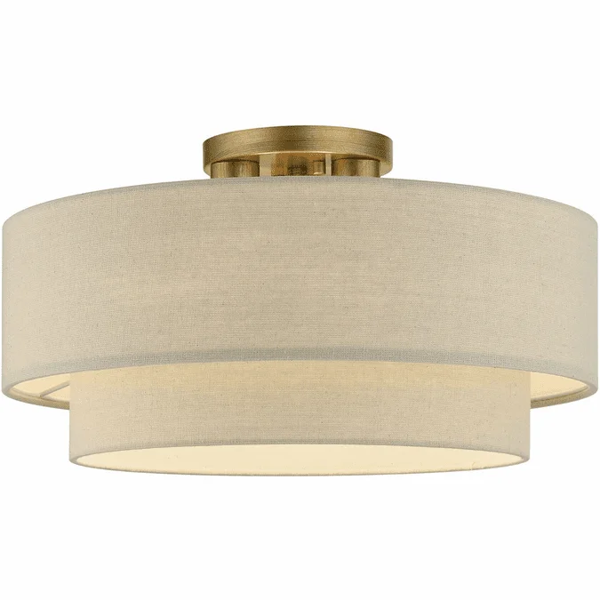 Livex 58898-48 Bellingham Antique Gold Leaf 18″ Flush Mount Lighting