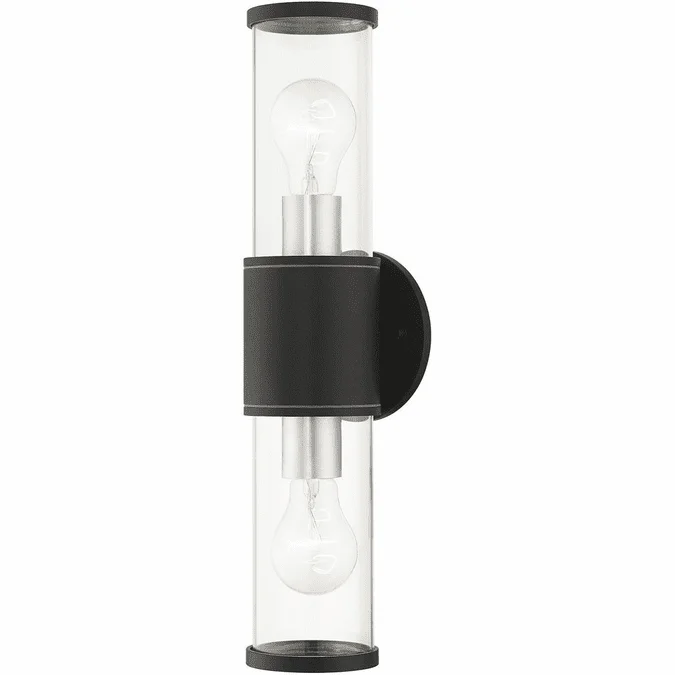 Livex 71922-14 Atlantic Modern Textured Black with Antique Silver 17″ Exterior Light Sconce