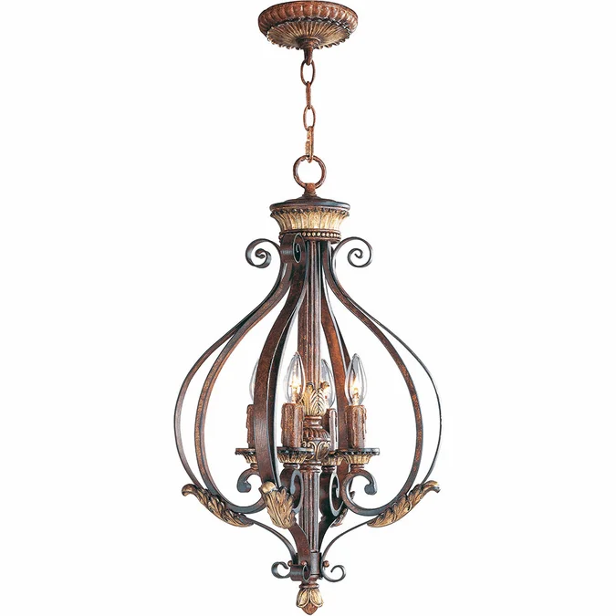 Livex 8556-63 Villa Verona Verona Bronze with Aged Gold Leaf Accents 16″ Foyer Lighting