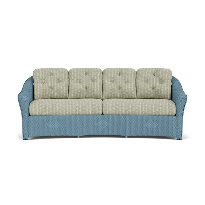 lloyd flanders reflections crescent sofa in stillwater finish with romulo laurel fabric grade c