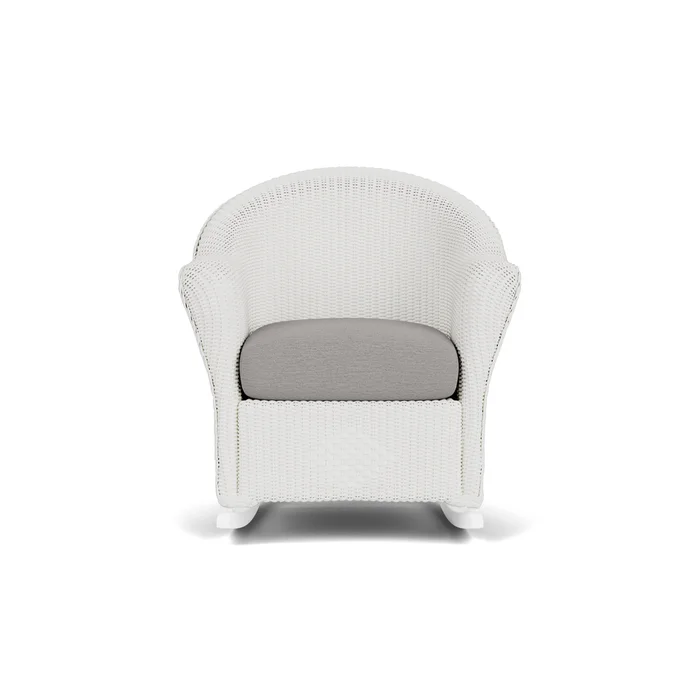 lloyd flanders reflections porch rocker in matte white finish with remy shadow fabric grade b