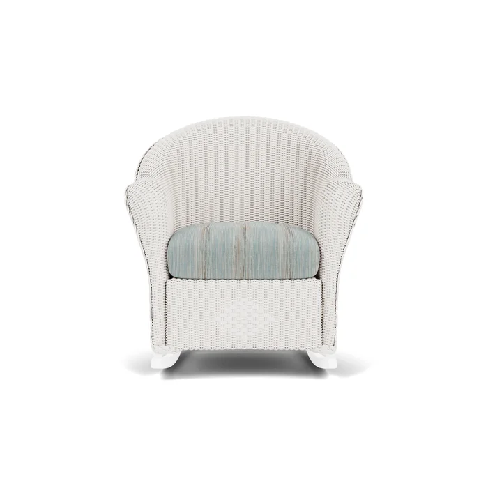 lloyd flanders reflections porch rocker in white finish with colorwave mist fabric grade d